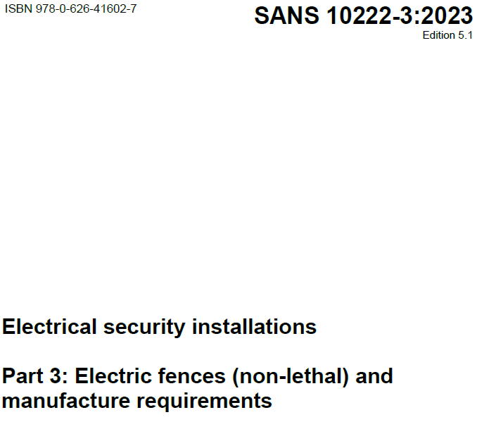 SANS 10222-3-2023 Ed5.01 Electric Fence DIGITAL